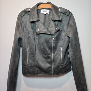 BB Dakota Steve Madden Vegan Suede Moto Jacket Women's Large Sage Green NWT
